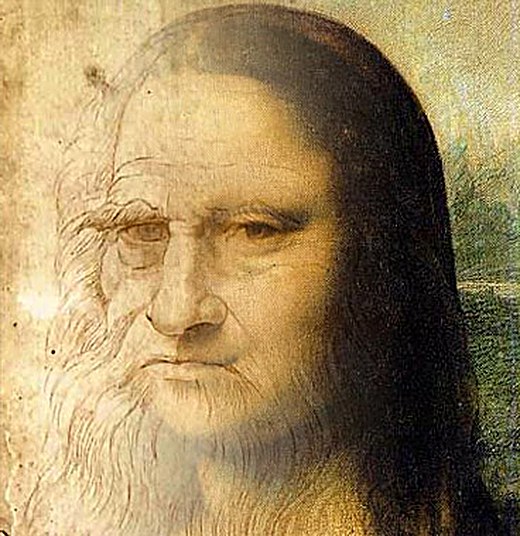 Fusión entre la Gioconda y el autorretrato de Leonardo
